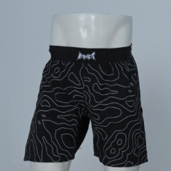 MMA Shorts Medium Length - Black Wavey Design