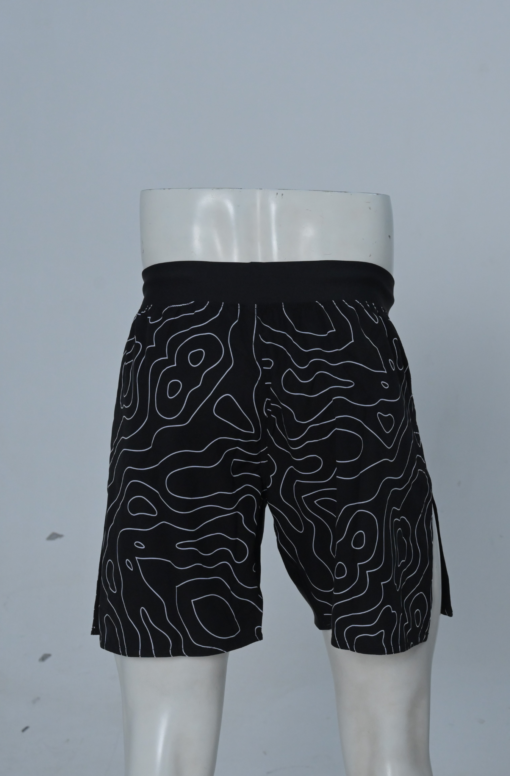 MMA Shorts Medium Length - Black Wavey Design - Image 4