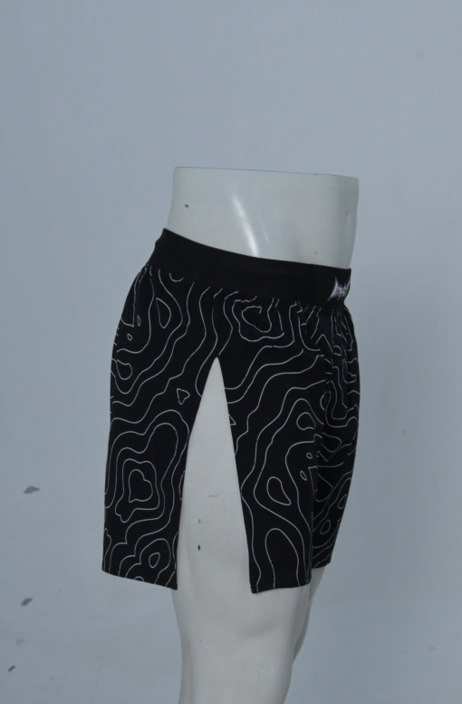 MMA Shorts Medium Length - Black Wavey Design - Image 3