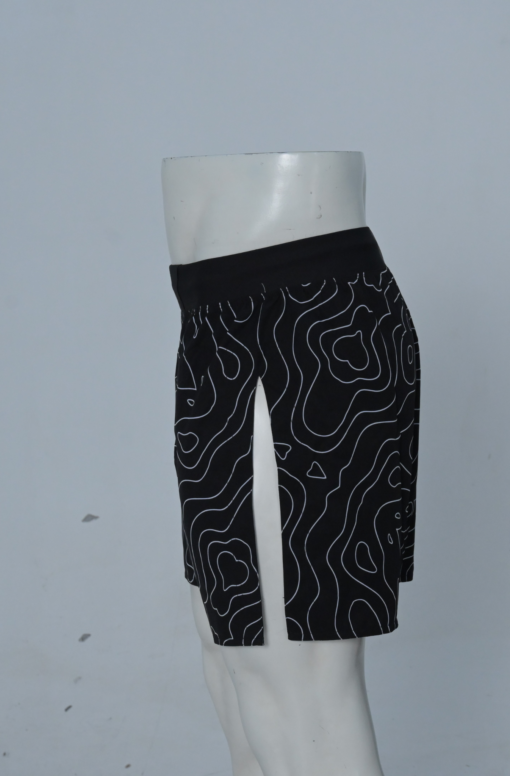 MMA Shorts Medium Length - Black Wavey Design - Image 2